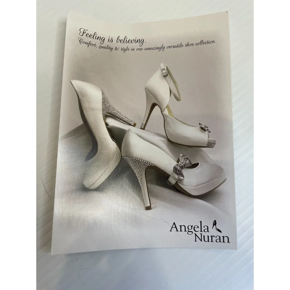 Angela Nuran Milonga Silk Wedding Bridal Shoes Stiletto Heels White US 7.5 NIB